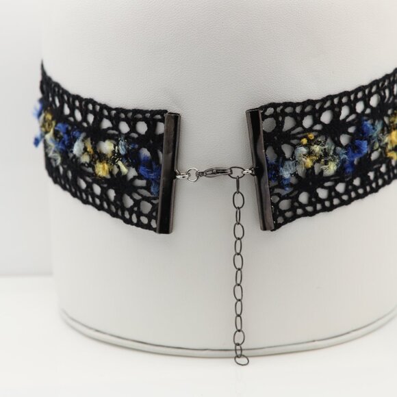 Wide Choker Black and Multi Color Adjustable Length Fancy Colors Wide Trim choke - Picture 4 of 10